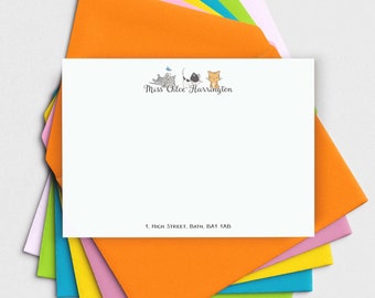 Kittens Note Cards • Quality Personalised Note Cards and Envelopes • Custom Writing Set • Stationery for Children • Quality Note Cards •