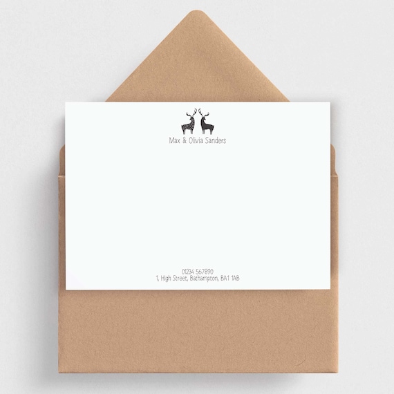 Personalised Note Cards Choice of Illustration  • Personalised Stationery • 1st Anniversary Gift