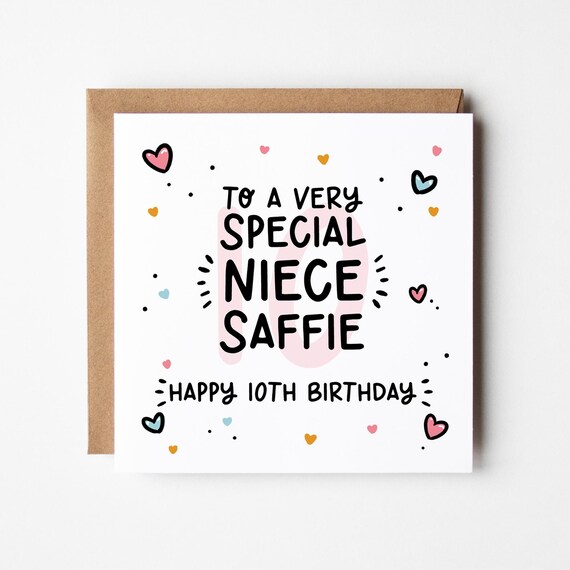 Niece 10th Birthday Card • Personalised 10th Birthday Card For Niece • 10 Niece Birthday • Nieces Birthday