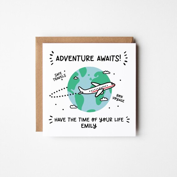 Personalised Bon Voyage Card – Handmade World Map Greeting For Emigrating Friend