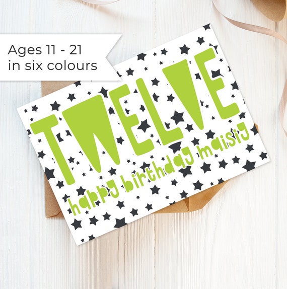 Personalised Number Birthday Card, 11th, 12th, 13th, 14th, 15th, 16th, 18th, 21st birthday • Teenage Boy • Teenage Girl