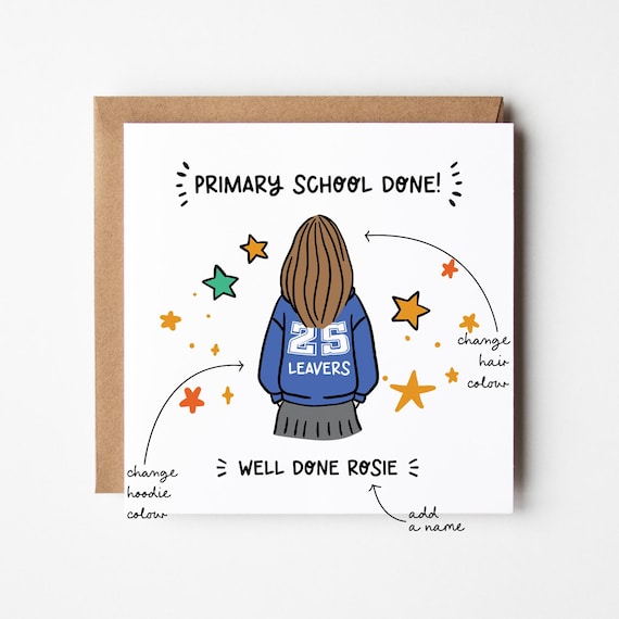 School Leavers Card for Girls  • Leaving Primary School Card • 2025 Leavers Card