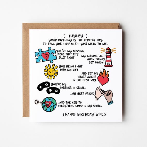 Heartfelt Wife Birthday Card • Personalised Card for Wife • Happy Birthday Wife • Light of my Life • Card for Her