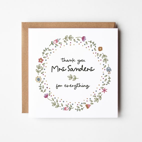 Thank You Teacher Card • Personalised Card for Teacher • Thank You For Everything Teacher Appreciation Card •