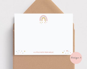 Pastel Rainbows Note Cards for Children • Quality Personalised Note Cards With Envelopes • Rainbow Writing Set • Children's Gift