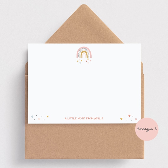 Pastel Rainbows Note Cards for Children • Quality Personalised Note Cards With Envelopes • Rainbow Writing Set • Children's Gift