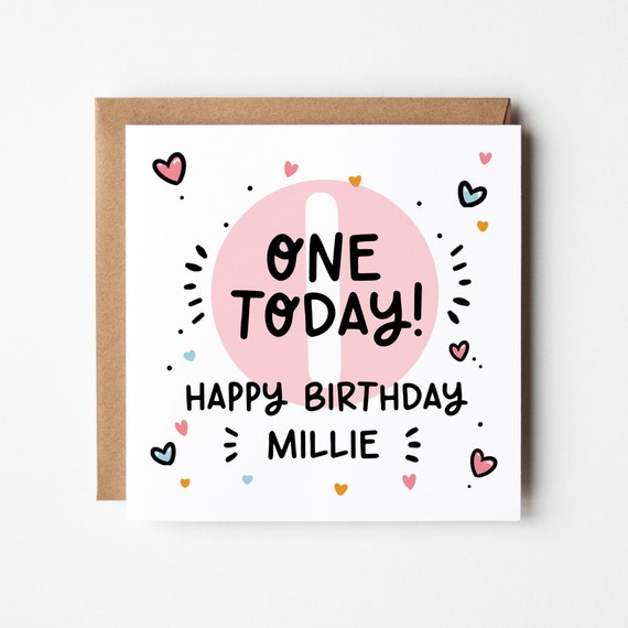 Girls 1st Birthday Card • Personalised 1st Birthday Card • One Today Birthday Girl • 1st Birthday Girl • Daughter • Granddaughter • Neice