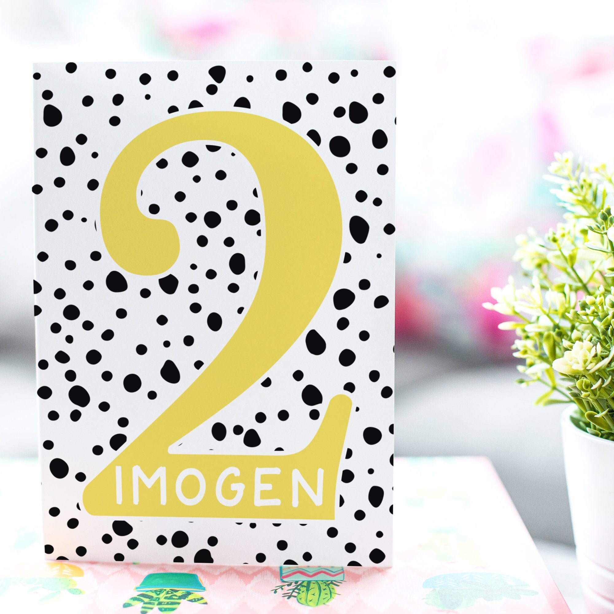 Spotty Personalised 2nd Birthday Card • Second Birthday Card • Custom…