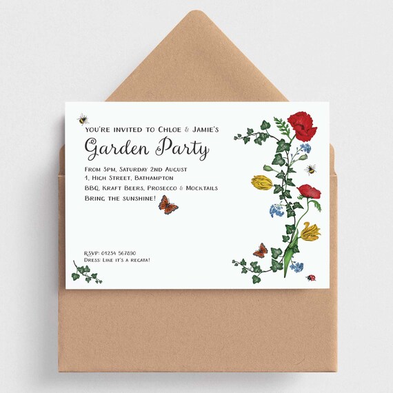 Botanical Party Invitations • Floral Party Invitations • Summer Party Invitations • Summer Invitations