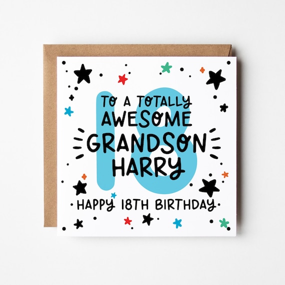 Grandson 18th Birthday Card • Personalised 18th Birthday Card For Grandson • Grandson Birthday Card •  18 Grandson