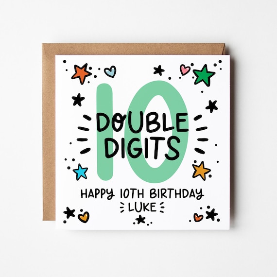 10th Birthday Card • Personalised 10th Birthday Card For Girls • 10th Birthday Card For Boys 10 Today Birthday Card for Them • Double Digits