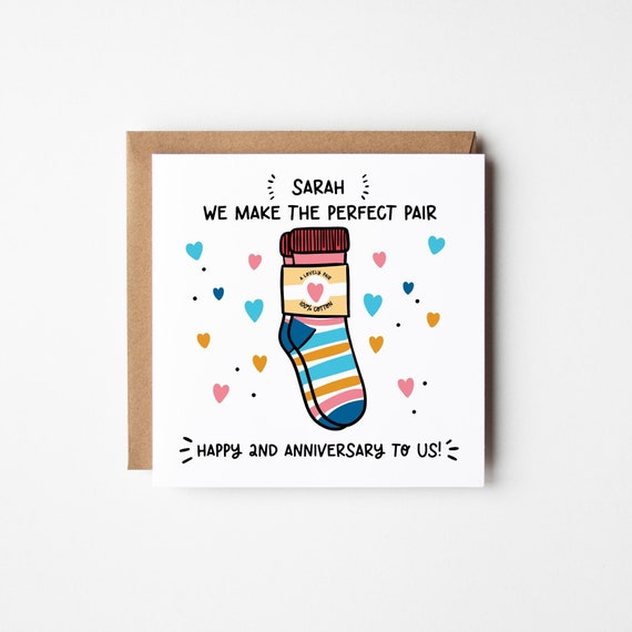 Wife 2nd Anniversary Card • Personalised Happy 2nd Anniversary Wife Card • 2nd Anniversary Card For Wife • Cotton Anniversary