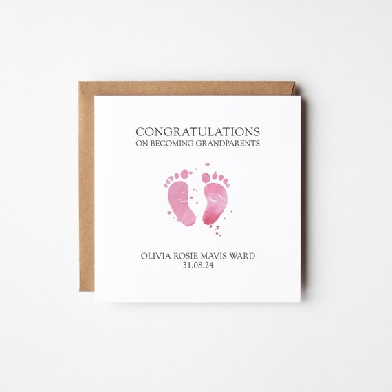 New Grandparents Granddaughter Card  • Personalised New Grandparents Card • Congratulations New Baby Girl Grandparents Card • New Grandchild