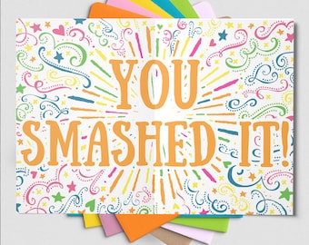 Congratulations card. "So Proud of You - You Smashed It!" "Congratulations" - Well Done Card, You Did It Card, Passed Exams, Passed Test