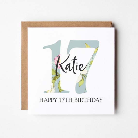 Personalised 17th Birthday Card • Girl's 17 Birthday Card • Girls 17th Birthday Card •