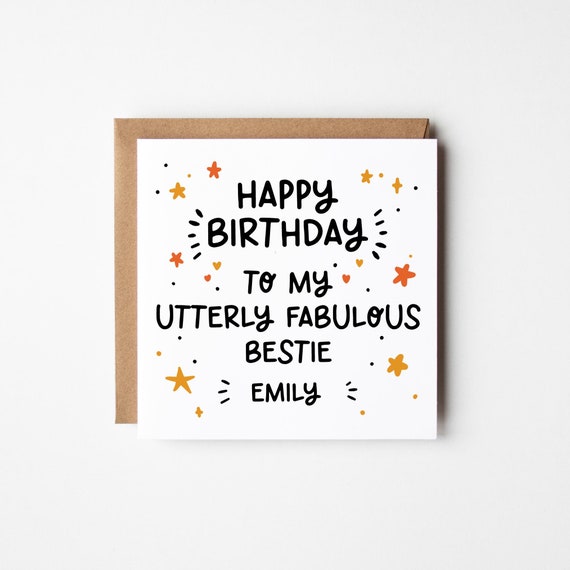 To My Bestie Birthday Card • Personalised Best Friend Birthday Card • BFF Birthday Card Fabulous Bestie • Best Friend Birthday Card