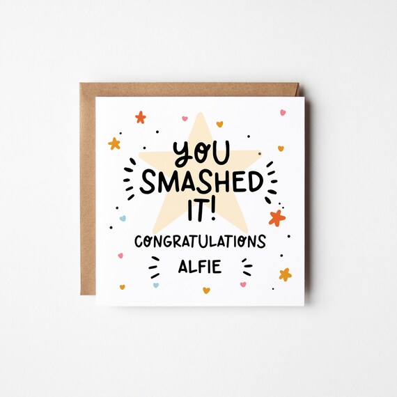 You Smashed It Card • Personalised Congratulations Card • Cute You Did It Congratulations Card •
