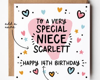 Niece Birthday Card • Birthday Number Card for Niece • Birthday Card For Niece • Birthday Card •