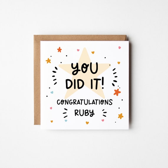 You Did It Card • Personalised Congratulations Card • Cute You Did It Congratulations Card • You Smashed It
