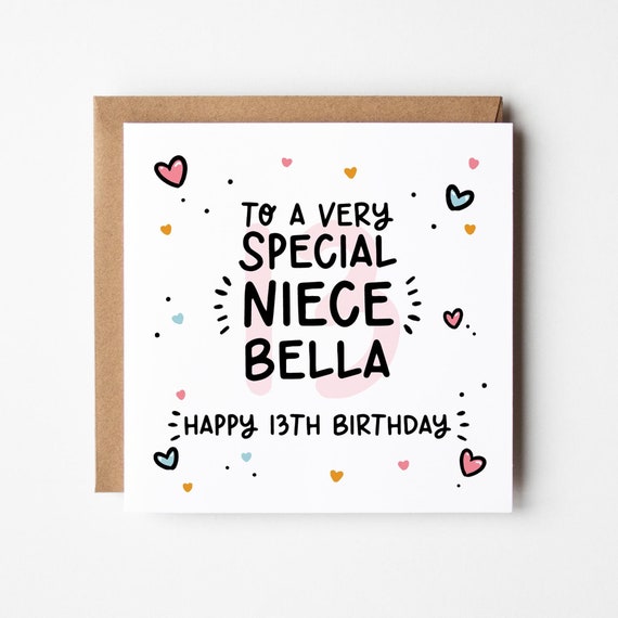 Niece 13th Birthday Card • Personalised 13th Birthday Card For Niece • 13 Today Niece Birthday Card • Niece