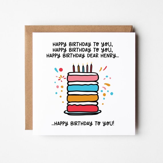 Birthday Song Card • Personalised Birthday Card • Birthday Cake Card • Card with Cake