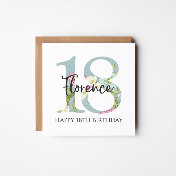 18th Birthday Card • Personalised 18th Birthday Card for Her • Daughter • Friend • Auntie • Cousin • Sister • Floral 18th Card