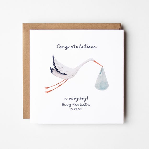 New Baby Boy Card • Stalk Delivery New Baby Card • Congratulations New Baby Boy Card • Baby Shower Card