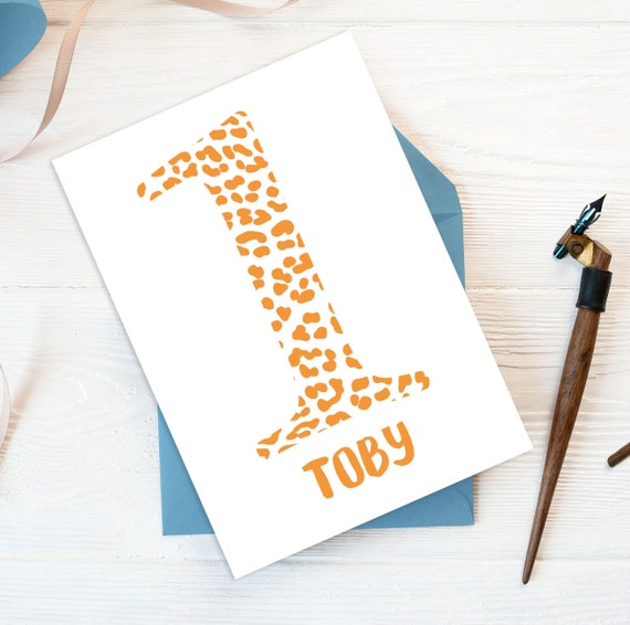 Personalised 1st Birthday Card | Leopard Print First Birthday Card | Personalised Card | Boy | Girl | 1st Birthday Boy | 1st Birthday Girl