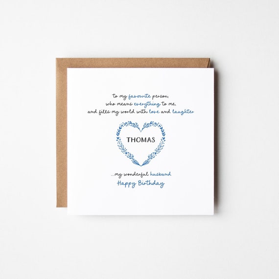 Romantic Husband Birthday Card • Personalised Birthday Card For Husband • Romantic Birthday Card For Husband • Wonderful Husband Card  •