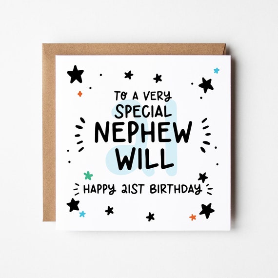 Nephew 21st Birthday Card • Personalised 21st Birthday Card For Nephew • Nephew Birthday Card • 21 Nephew