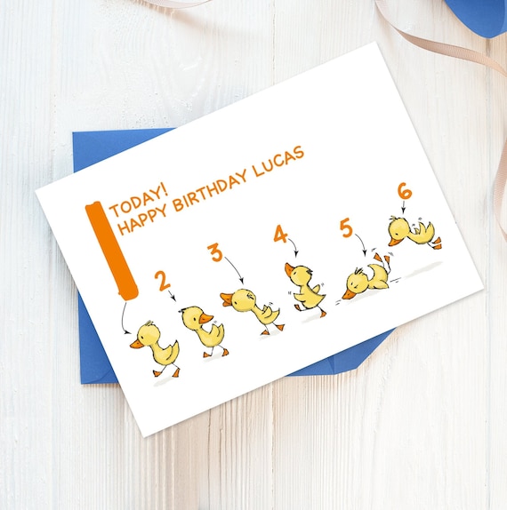 Ducklings 1st 2nd 3rd Birthday Card | Birthday Card with Ducks | Personalised Card | Boy | Girl | 1st Birthday Boy | 1st Birthday Girl