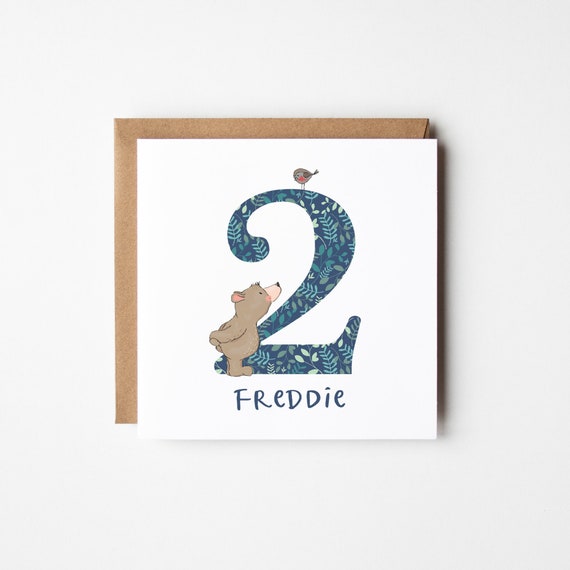 Bear’s Personalised 2nd Birthday Card • Second Birthday Card • 2nd Birthday Card • 2nd Birthday Boy • 2nd Birthday Girl
