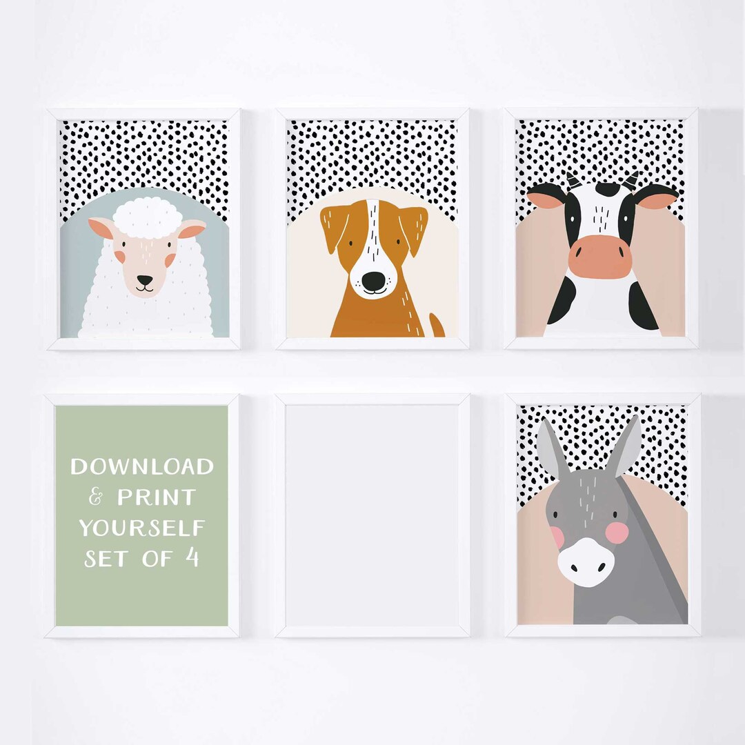 Farm Animals Printable Nursery Wall Art, Farm Animals Digital ...