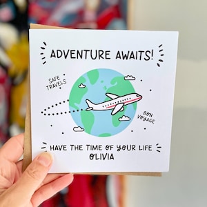 Adventure Awaits Card: Personalised Bon Voyage Travel Wishes - With