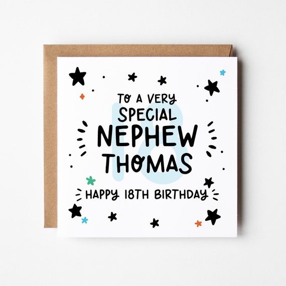 Nephew 18th Birthday Card • Personalised 18th Birthday Card For Nephew • Nephew Birthday Card •  18 Nephew