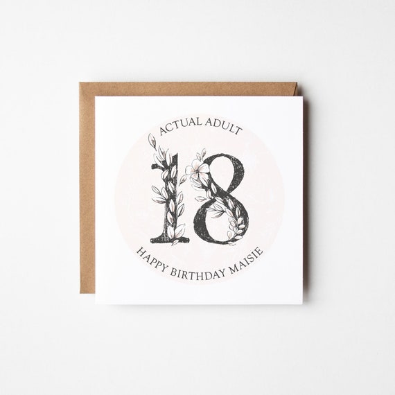 18th Birthday Card • Actual Adult Personalised 18th Birthday Card For Girls • 18th Birthday Card for Her