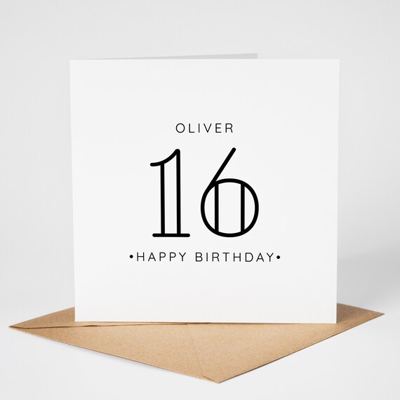 16th Birthday Card • Personalised Sixteen Birthday Card • Personalised 16th Birthday Card •