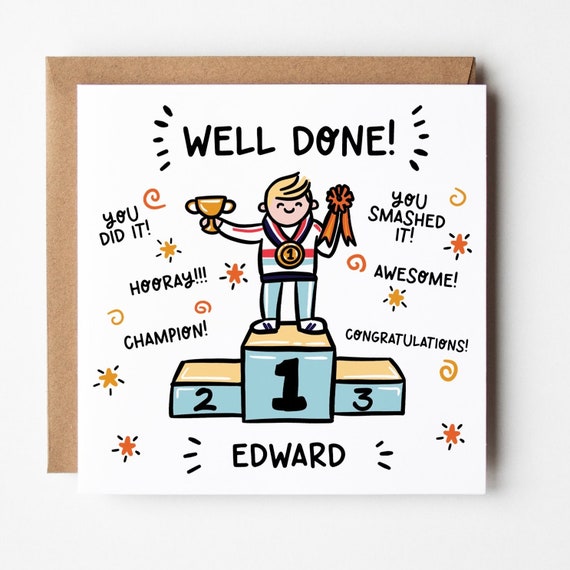 Well Done Card • Personalised Congratulations Card • Cute You Smashed It Congratulations Card for Boys •