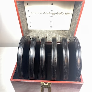 Vintage GOLDBERG BROTHERS Reels in Leather wrapped wood box