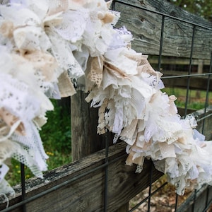 Rag Garland, Rag Tie Garland, Lace and Fabric Garland, Mantle Garland, Mantel Decoration