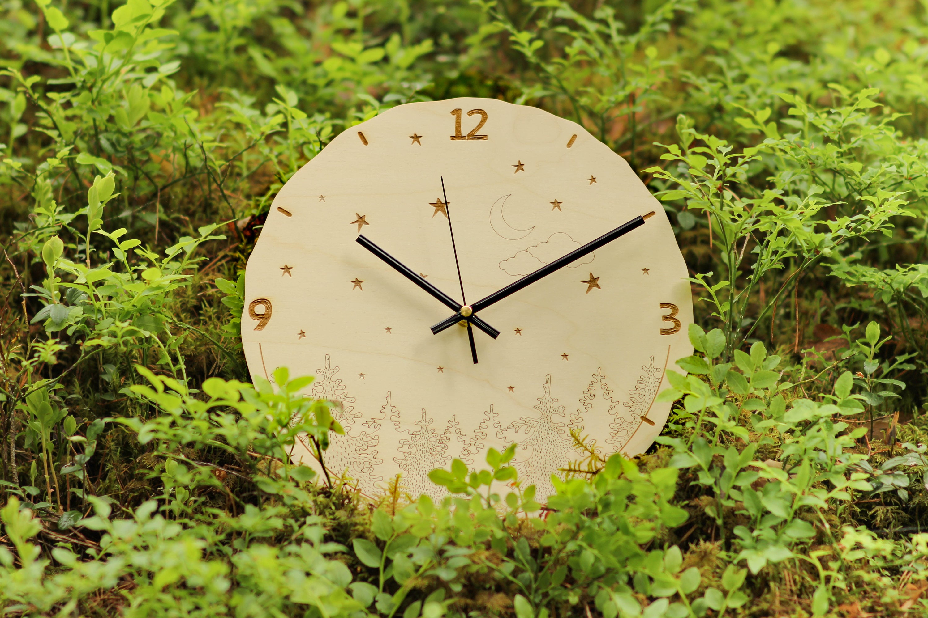 Forest print / Wooden clock / Nature inspired decor / Nature Etsy