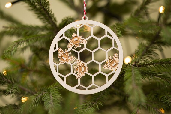 Honeycomb Ornament Bee Hive Ornament Beekeeper Gift Bee Etsy
