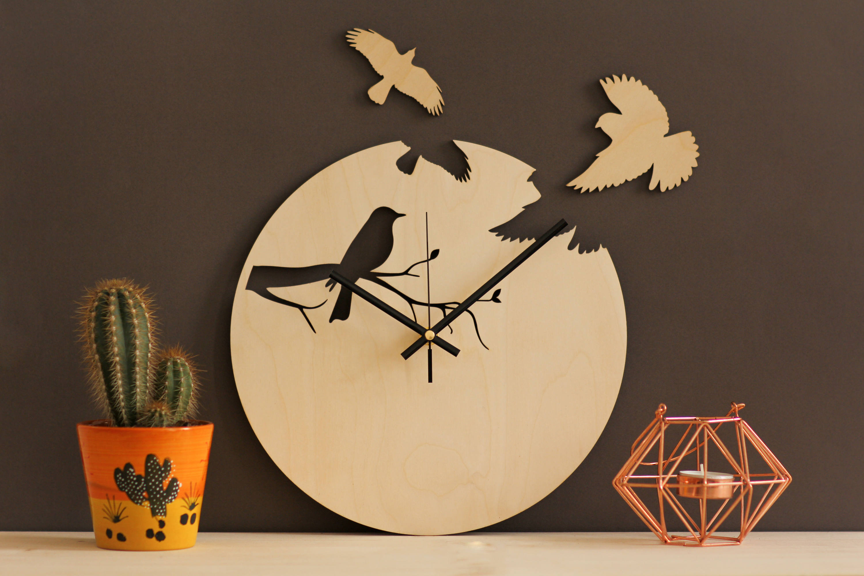 Bird wall clock / Unique wall clocks / Modern wood clock / Etsy