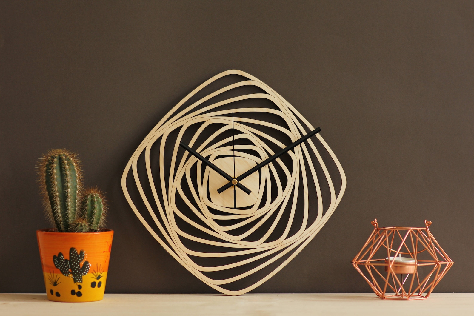 Unique wall clock Modern clocks Geometric clock Wooden wall Etsy
