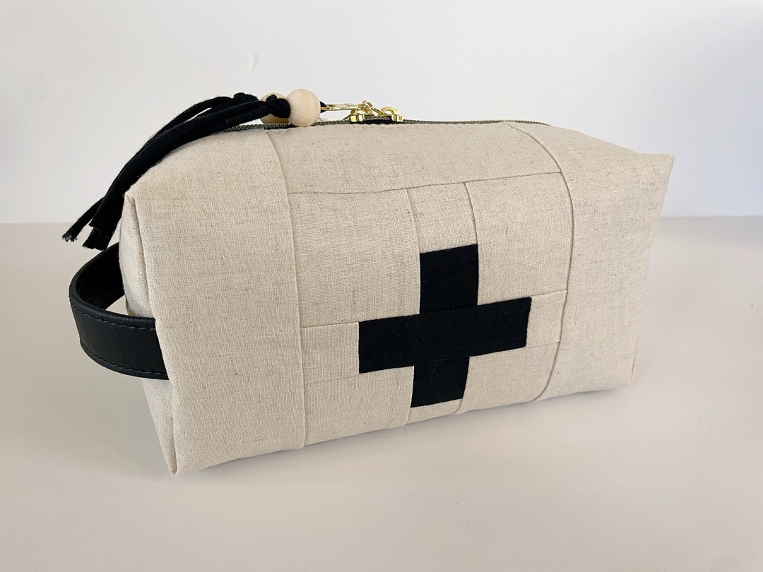 Boxy Medicine Bag Black & Ivory First Aid Medicine Travel Bag Toiletry