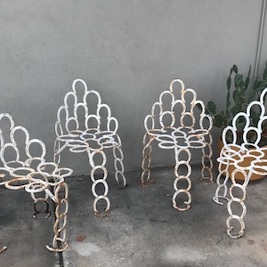 Vintage horseshoe chairs patio equestrian decor