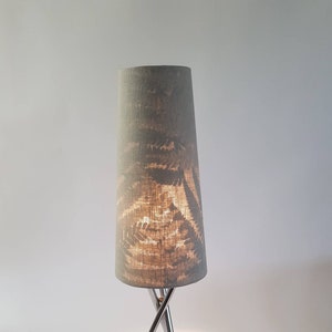 Cone lampshade fern pattern Grey linen