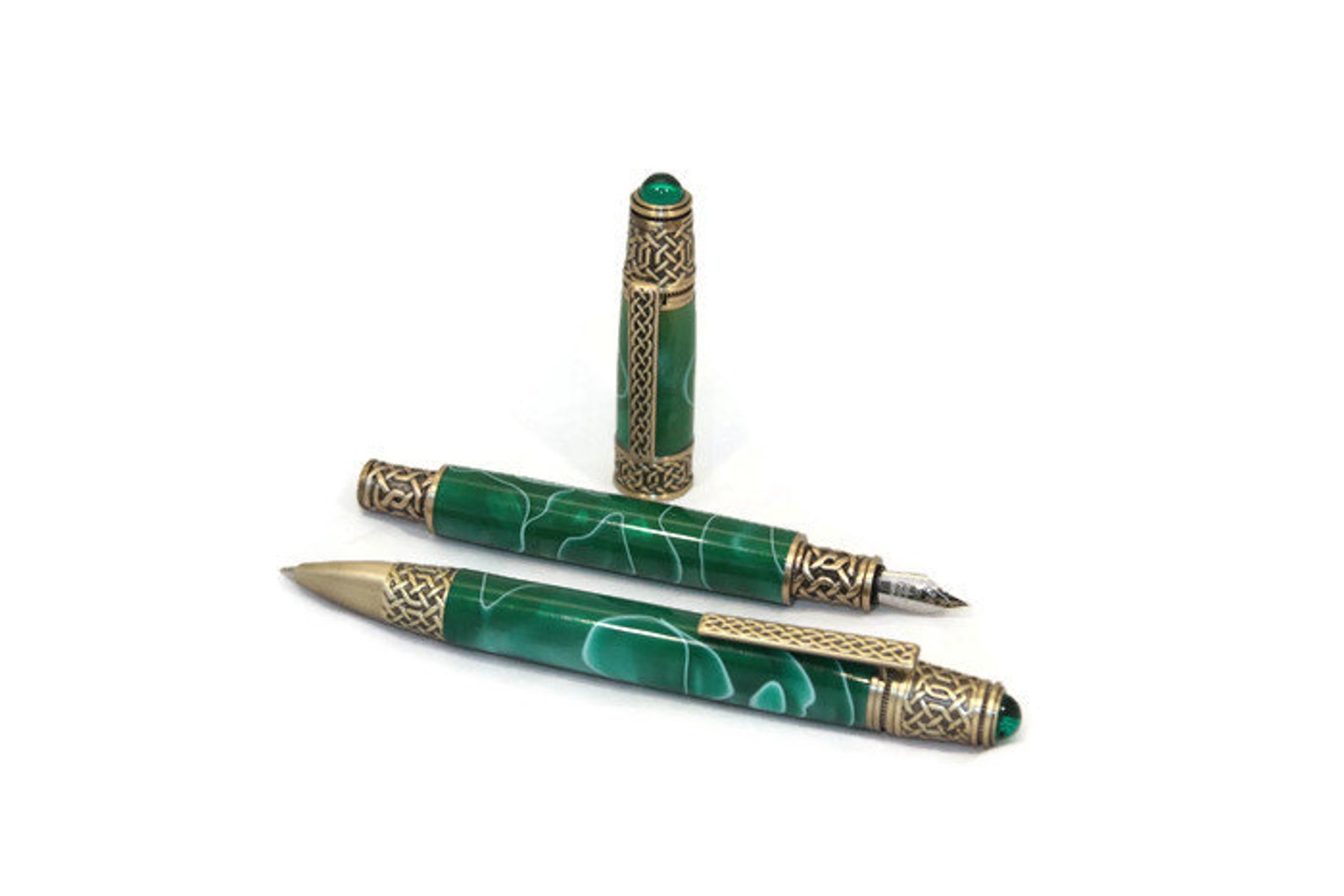 Emerald Green Fountain Pen and Ballpoint Pen With Celtic Knot Etsy