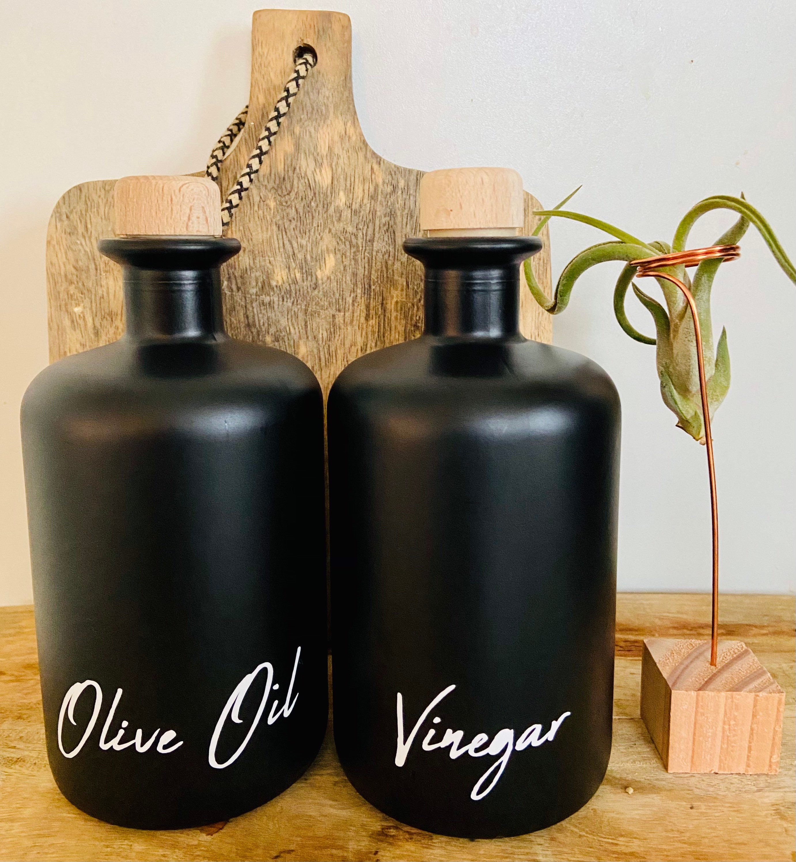 Black Glass Bottles Olive Oil/vinegar Pourer Storage Bottle 350ml / 10oz  and 500ml / 16oz Reusable Organise Your Kitchen Choice of Lids 