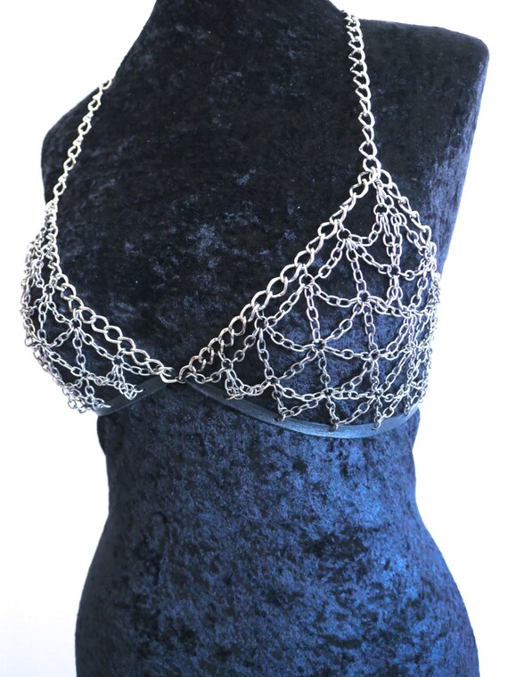 SALE 20 Metal Body Chain Bra Silver Festival Clubwear s and Etsy
